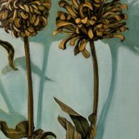 Detail of “Winter Blooms” oil on canvas by April VaDeGrift